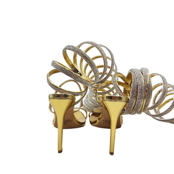 Fashion Nova Women’s Always Undefeated Wrap Up Heels Gold- 9 - Picture 7 of 10